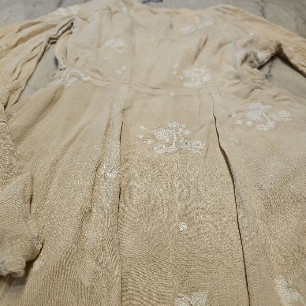 Free People Dress Size 0 Almond Jasmine Embroidered Kimono Fit Flare OB456149 - Picture 10 of 14